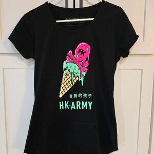 Ladies HK Army T-Shirt Medium M Ice Cream Cone tee black